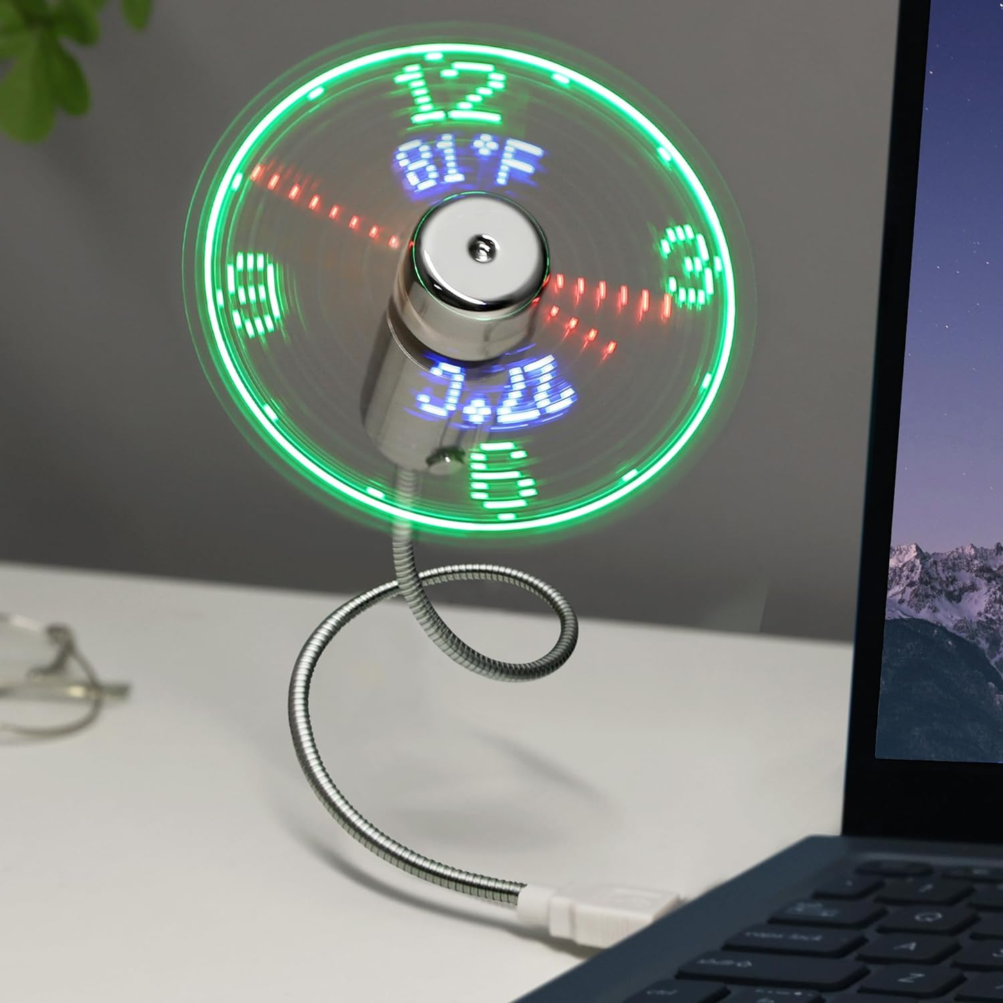 USB LED Clock Fan