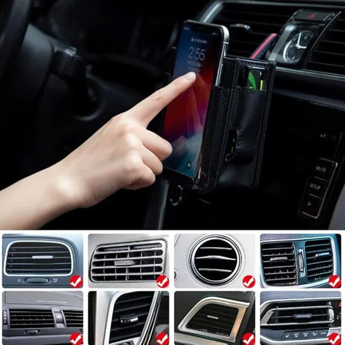 Car Phone Holder with Storage Pockets