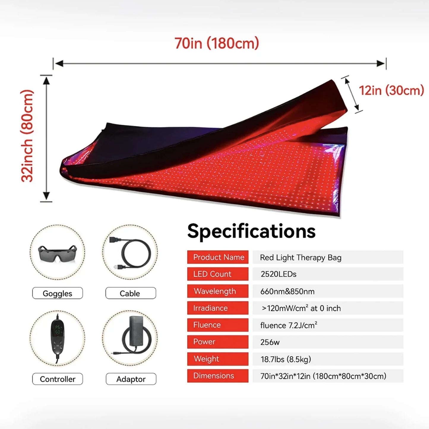 Megelin Red and Near-Infrared Light Therapy Mat for Whole Body