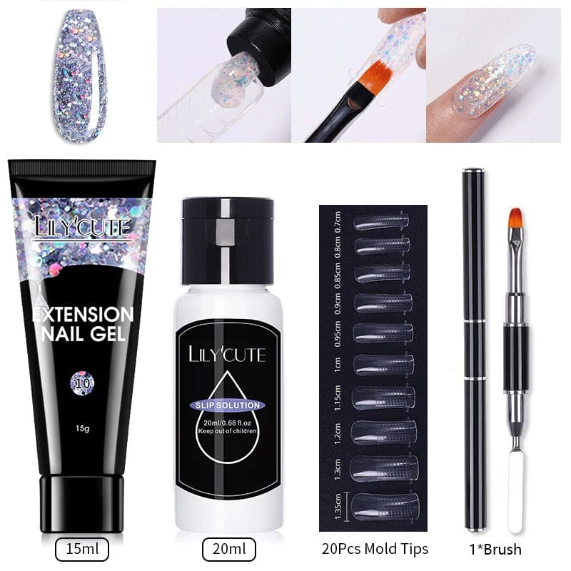 SearchFindOrder 002 Blossom Gel French Elegance Nail Kit 15ml Quick Extension Gel Set Soak Off Formula for DIY Manicures and Nail Art Perfection