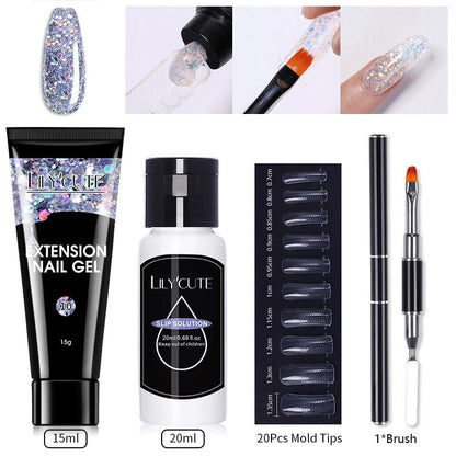 SearchFindOrder 002 Blossom Gel French Elegance Nail Kit 15ml Quick Extension Gel Set Soak Off Formula for DIY Manicures and Nail Art Perfection