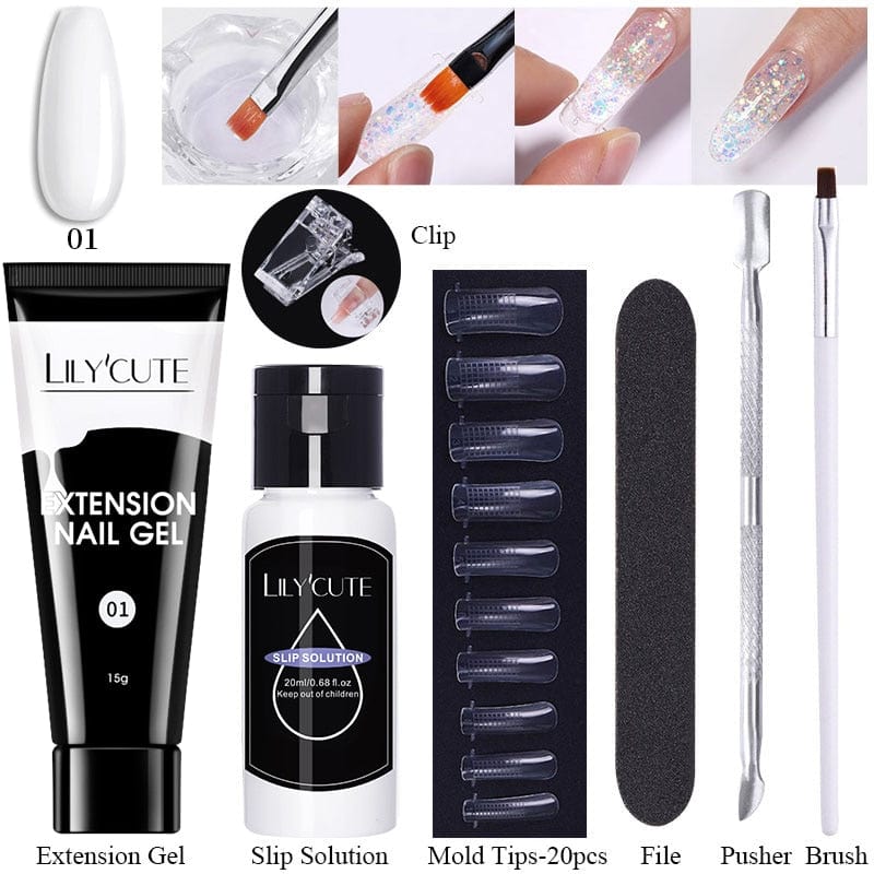 Blossom Gel French Elegance Nail Kit 15ml Quick Extension Gel Set Soak Off Formula for DIY Manicures and Nail Art Perfection