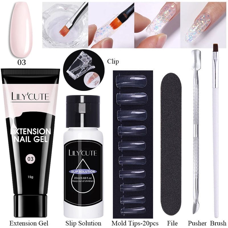 SearchFindOrder 031 Blossom Gel French Elegance Nail Kit 15ml Quick Extension Gel Set Soak Off Formula for DIY Manicures and Nail Art Perfection