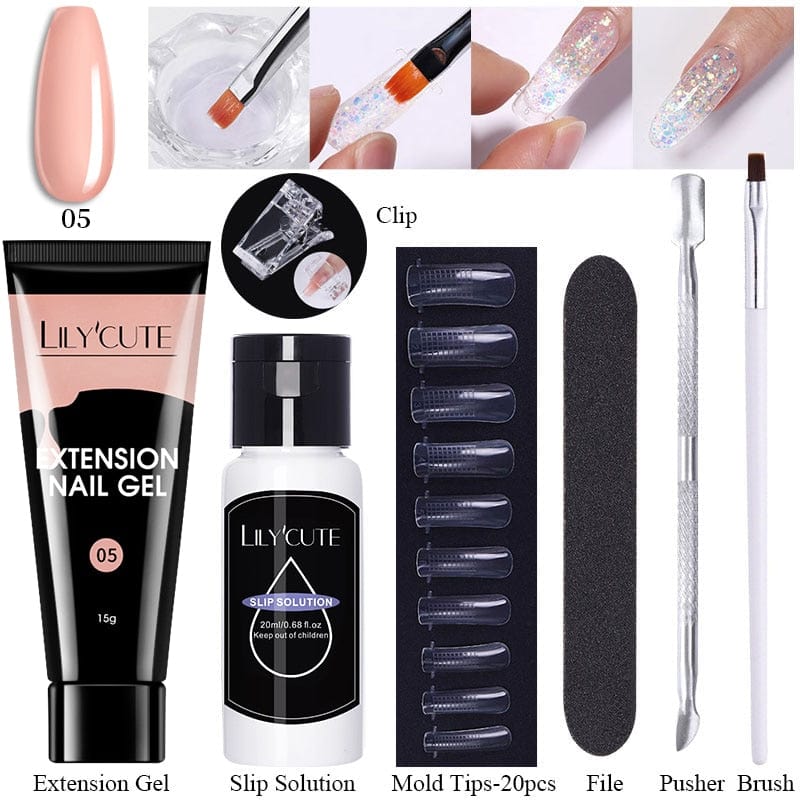 SearchFindOrder 040 Blossom Gel French Elegance Nail Kit 15ml Quick Extension Gel Set Soak Off Formula for DIY Manicures and Nail Art Perfection