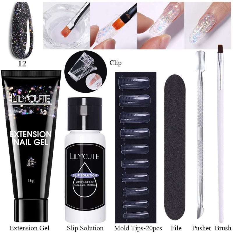 SearchFindOrder 043 Blossom Gel French Elegance Nail Kit 15ml Quick Extension Gel Set Soak Off Formula for DIY Manicures and Nail Art Perfection