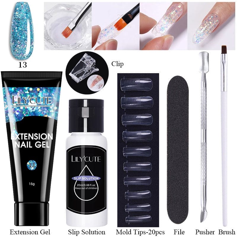 SearchFindOrder 55262-4 Blossom Gel French Elegance Nail Kit 15ml Quick Extension Gel Set Soak Off Formula for DIY Manicures and Nail Art Perfection