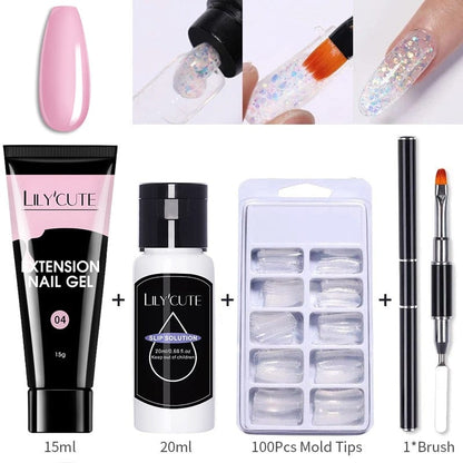 SearchFindOrder NO Slip-02 Blossom Gel French Elegance Nail Kit 15ml Quick Extension Gel Set Soak Off Formula for DIY Manicures and Nail Art Perfection