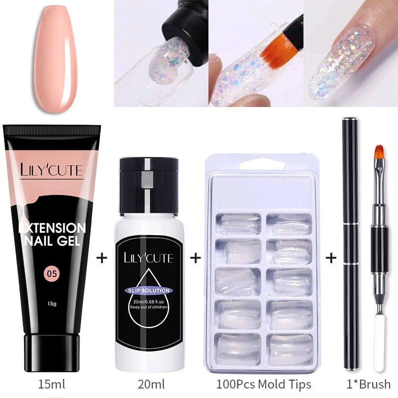 SearchFindOrder 042 Blossom Gel French Elegance Nail Kit 15ml Quick Extension Gel Set Soak Off Formula for DIY Manicures and Nail Art Perfection