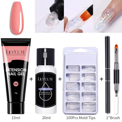 SearchFindOrder 033 Blossom Gel French Elegance Nail Kit 15ml Quick Extension Gel Set Soak Off Formula for DIY Manicures and Nail Art Perfection