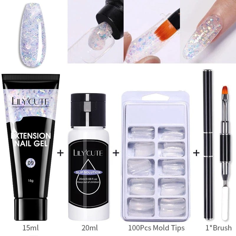 SearchFindOrder 225919 Blossom Gel French Elegance Nail Kit 15ml Quick Extension Gel Set Soak Off Formula for DIY Manicures and Nail Art Perfection