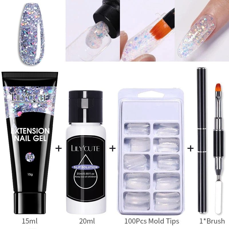 SearchFindOrder 014 Blossom Gel French Elegance Nail Kit 15ml Quick Extension Gel Set Soak Off Formula for DIY Manicures and Nail Art Perfection