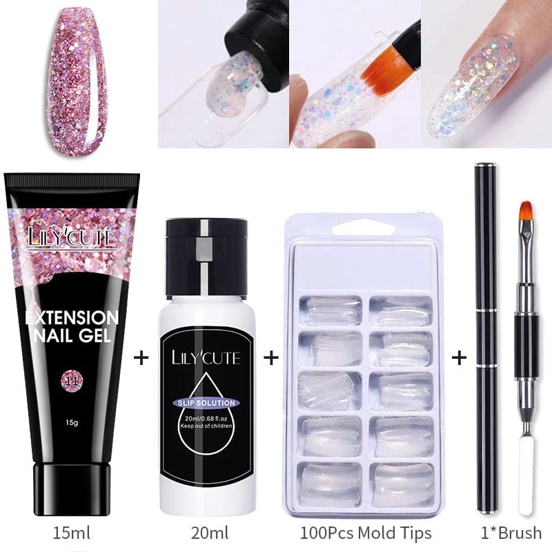 SearchFindOrder 225050 Blossom Gel French Elegance Nail Kit 15ml Quick Extension Gel Set Soak Off Formula for DIY Manicures and Nail Art Perfection