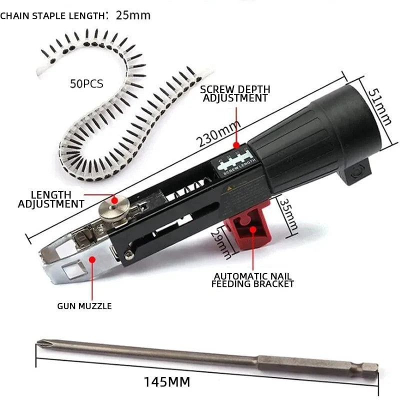 Fully Automatic Electric Drill Chain Nail Gun Converter