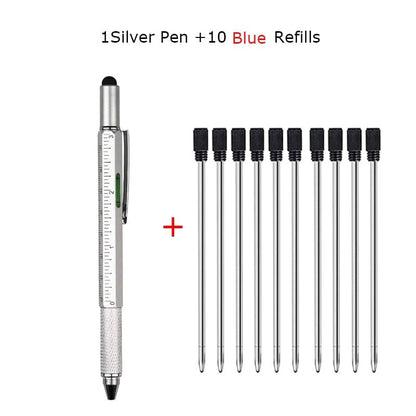 SearchFindOrder 1 Yellow Pen Multifunctional 6-in-1 Precision Pen Screwdriver Ruler Caliper Touchscreen Stylus Level and Ballpoint Pen