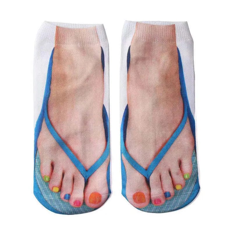 SearchFindOrder 11 Whimsical 3D Print Delight Socks Playful Flip Flop Edition