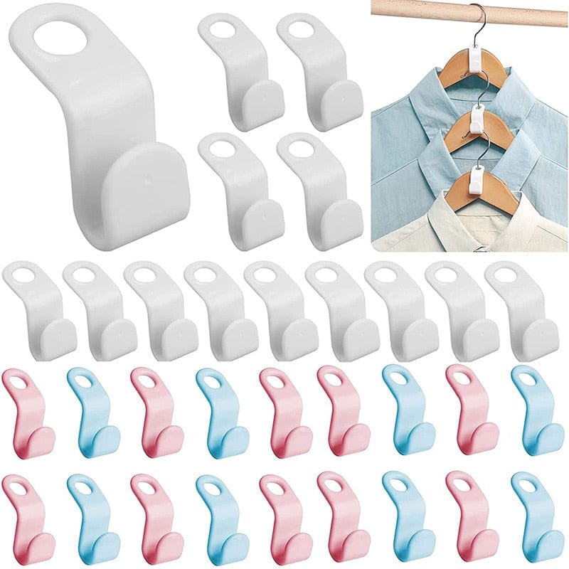 SearchFindOrder White / 10Pcs 10/5Pcs Closet Space-Saving Hanger Hooks: Wardrobe Organizer Clips