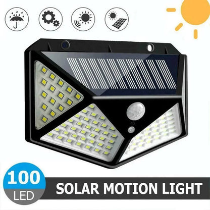 Wireless 100-LED Solar Outdoor Wall Light, Motion Sensor Security Lights with 270° Wide Angle, IP65 Waterproof, 3 Optional Modes for Garden, Patio, Yard, Front Door, Garage, Porch