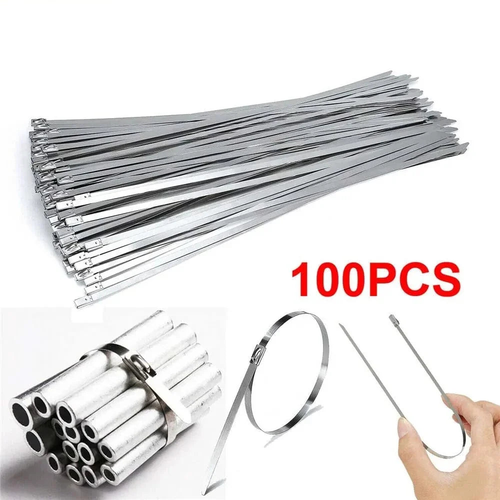 SearchFindOrder 10cm x100pcs 100Pcs Stainless Steel Zip Ties 