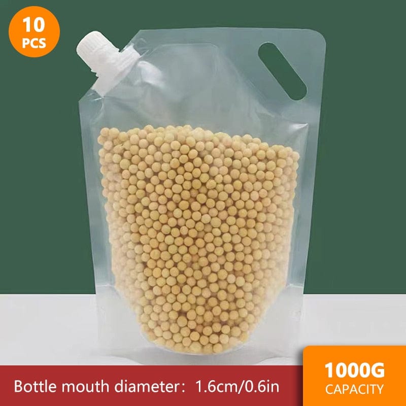 SearchFindOrder 10pcs Extra large Clear Cereal & Beverage Sealing Bag With Handle (10 Pack)