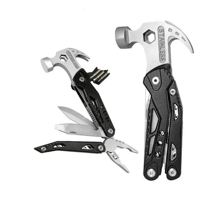 SearchFindOrder Black 14-in-1 MultiTool: Ultimate Hammer and Utility Companion for Home, Camping, and Survival Adventures