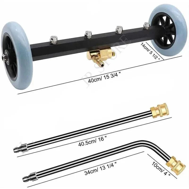 Pressure Washer Undercarriage Cleaner, 16 Inch Undercarriage Washer, Hydraulic Powered Under Car Cleaner with Straight Extension Wand, 5000 PSI