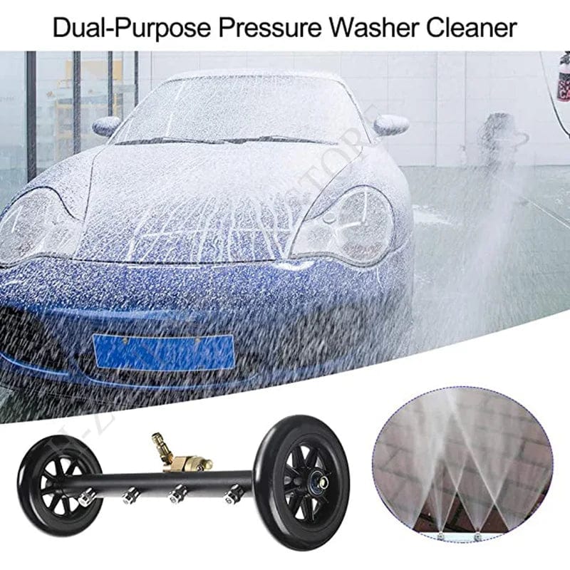 Pressure Washer Undercarriage Cleaner, 16 Inch Undercarriage Washer, Hydraulic Powered Under Car Cleaner with Straight Extension Wand, 5000 PSI