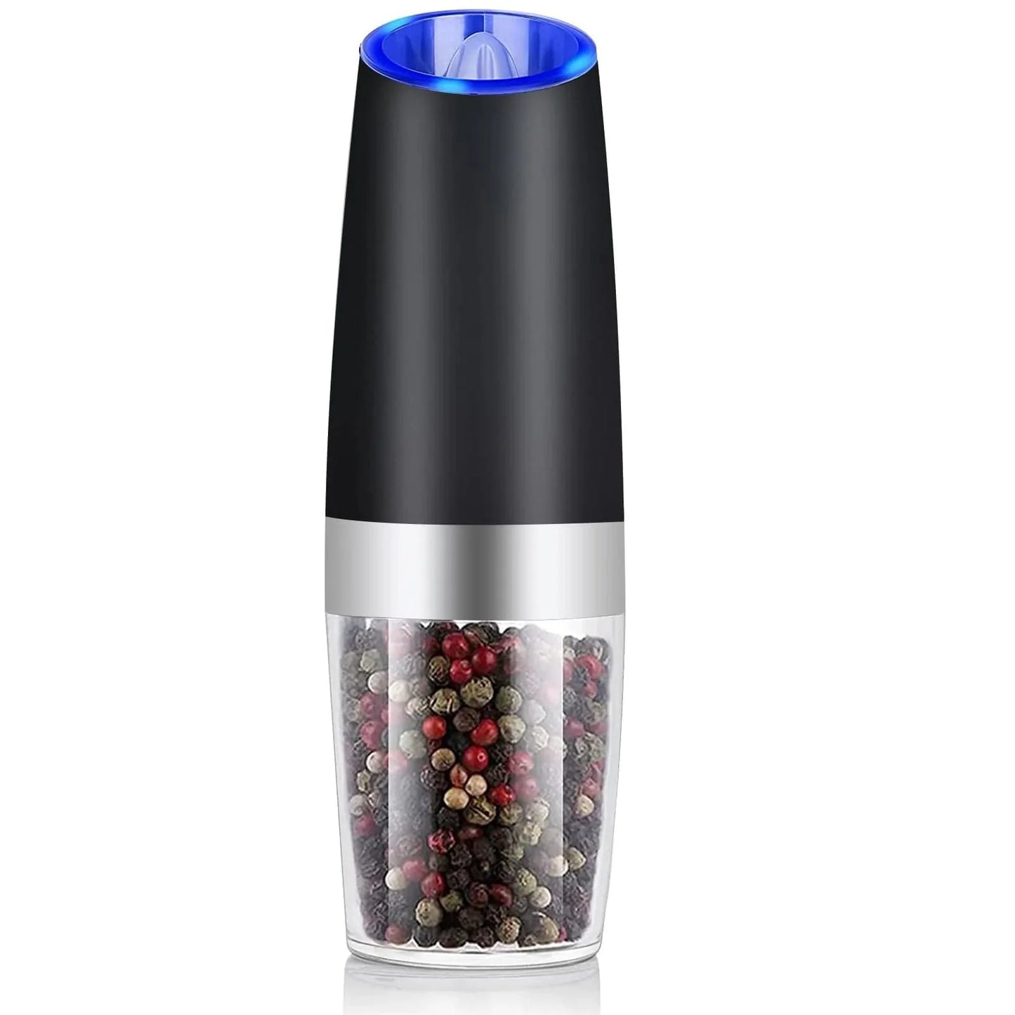 Electric Salt & Pepper Grinder Set, Adjustable Coarseness, Battery Powered with LED Light, Stainless Steel