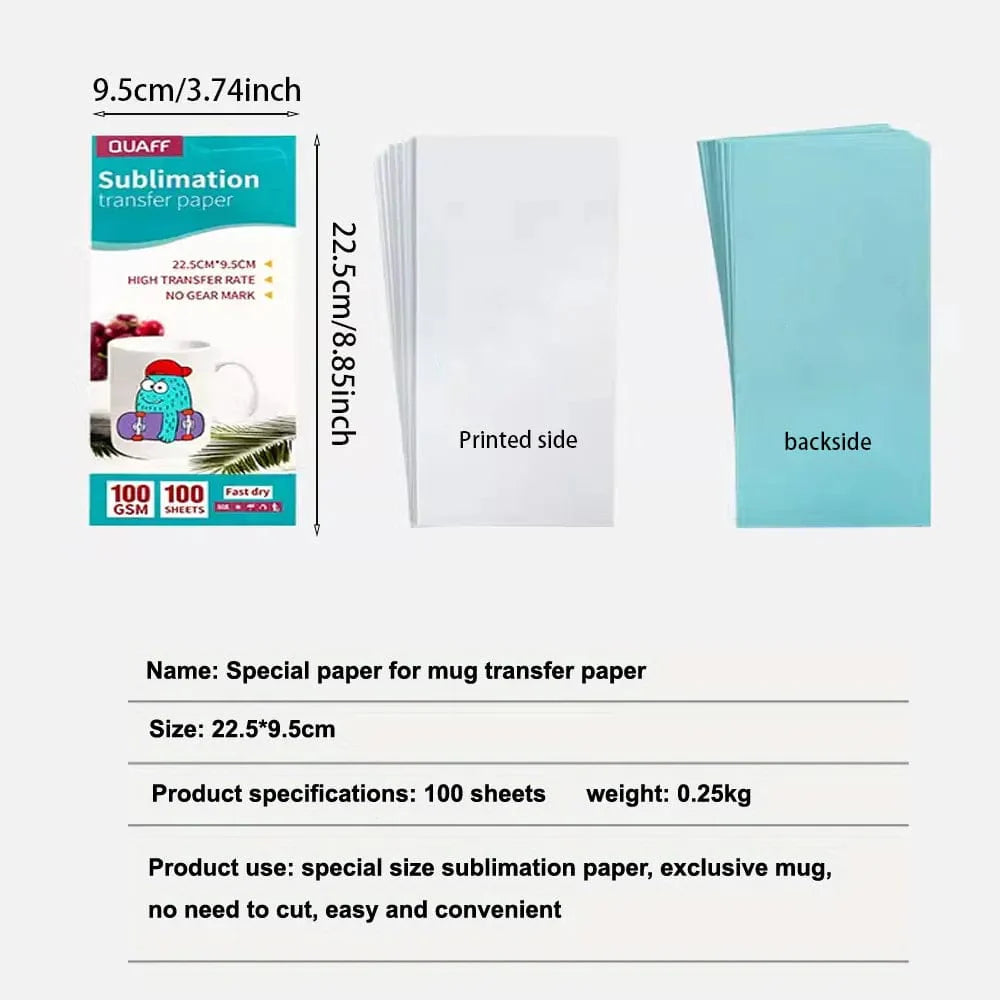 100 Sheets for Heat Press Printer Machine for Sublimation Mugs