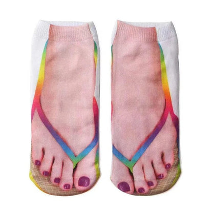 SearchFindOrder 14 Whimsical 3D Print Delight Socks Playful Flip Flop Edition