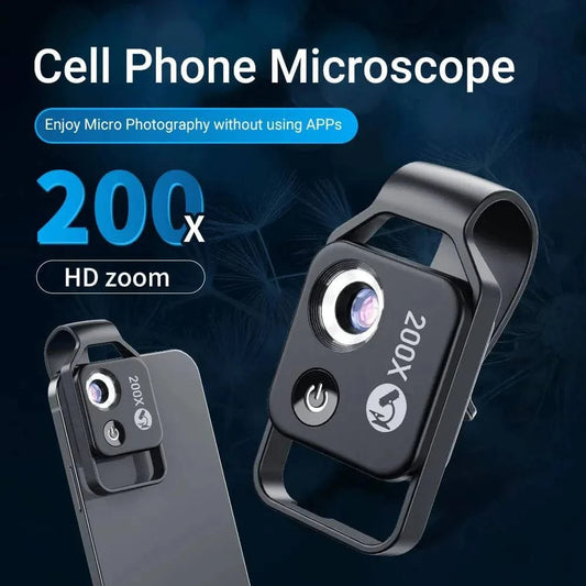 SearchFindOrder Black without CPL 200X Microscope Lens with CPL Mobile LED Guide Light  for iPhone & Samsung