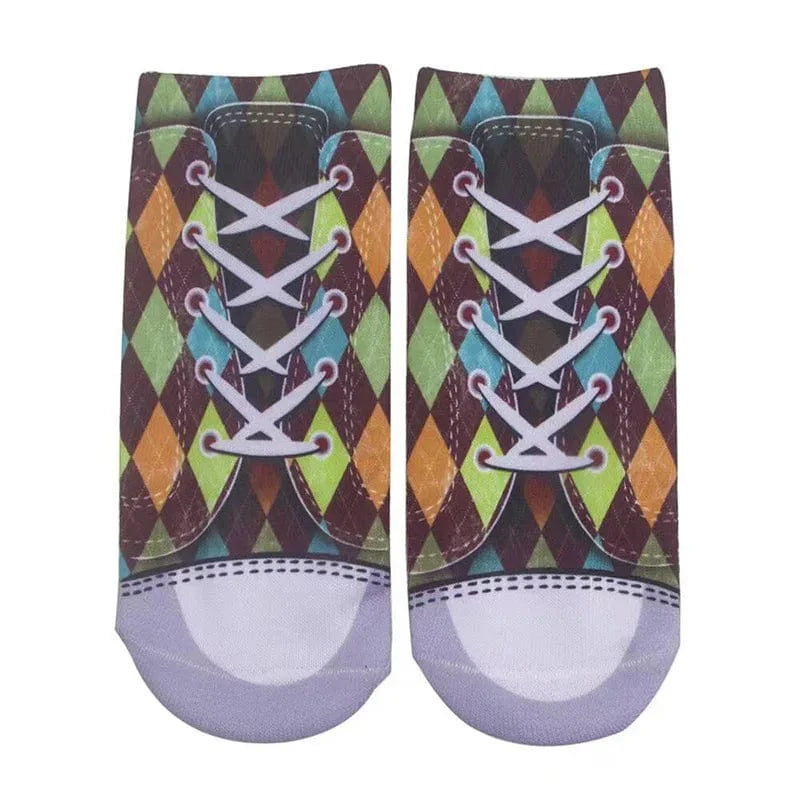 SearchFindOrder 38 Whimsical 3D Print Delight Socks Playful Flip Flop Edition