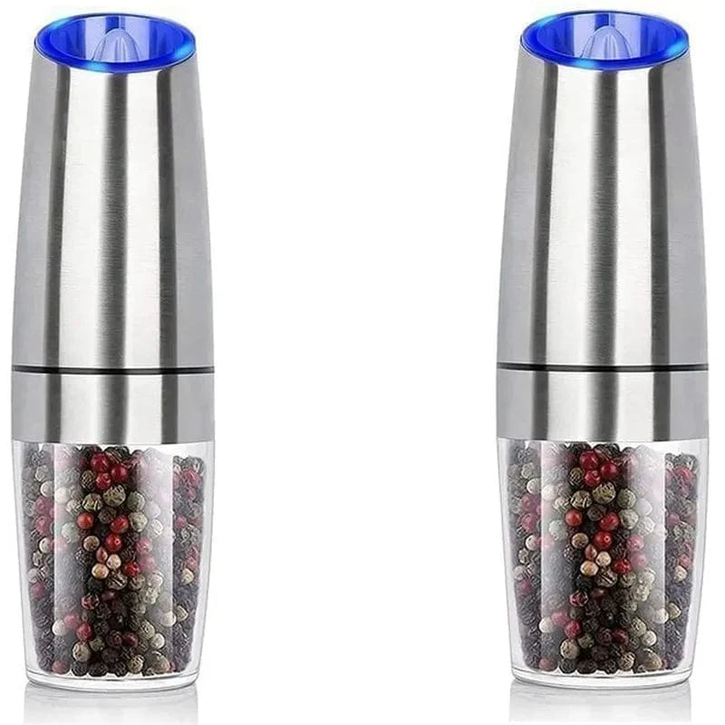 Electric Salt & Pepper Grinder Set, Adjustable Coarseness, Battery Powered with LED Light, Stainless Steel