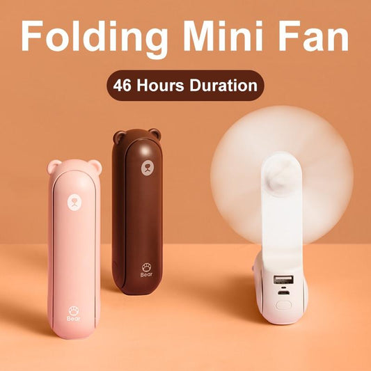 SearchFindOrder 2000mAh Brown Fan F8 3 in 1 Handheld Mini  Fan with Flash Light and Portable Charger