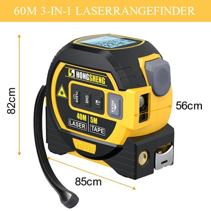 3-in-1 High-Precision Laser Tape Measure, Rangefinder, Infrared Distance Meter, Backlight LCD Display Measuring Tape