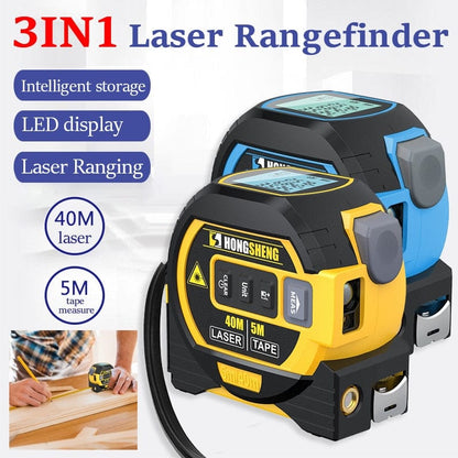 3-in-1 High-Precision Laser Tape Measure, Rangefinder, Infrared Distance Meter, Backlight LCD Display Measuring Tape