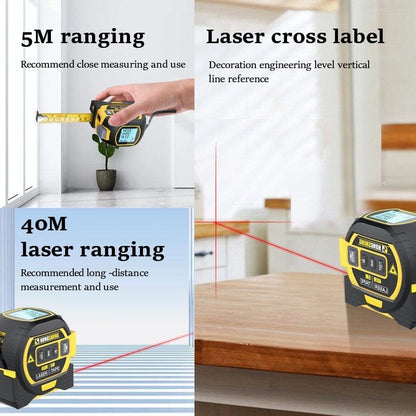 3-in-1 High-Precision Laser Tape Measure, Rangefinder, Infrared Distance Meter, Backlight LCD Display Measuring Tape