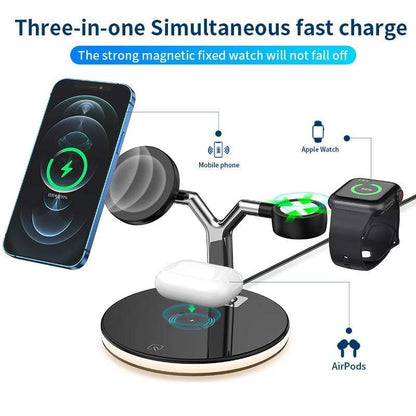 SearchFindOrder White 3 in 1 Magnetic Wireless Fast Charging Station