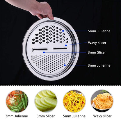 3-in-1 Stainless Steel Vegetable Slicer Grater, Cutter, Drain Basket