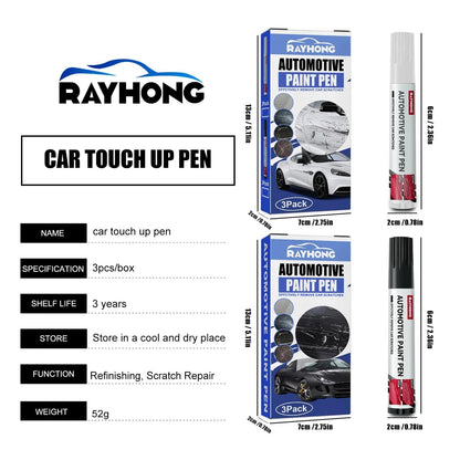 SearchFindOrder 3pcs White / China 3 Pieces Auto Finish Precision Paint Repair Kit Black & White Scratch Remover Pens