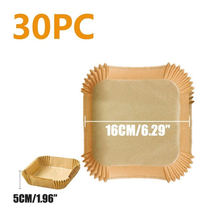 SearchFindOrder 50Pcs 20cm Round Brown Oil-Proof Water-Proof Disposable Non-Stick Air Fryer Paper Liner Paper