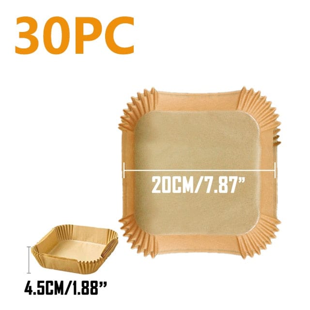 SearchFindOrder 30Pcs 16cm Square B Oil-Proof Water-Proof Disposable Non-Stick Air Fryer Paper Liner Paper