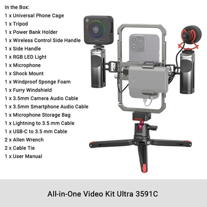 Smartphone Cage Tripod Mount with Foldable Handles and Wireless Control for iPhone 14/13/12 - Smart Shop (Online Store for wise shoppers) 