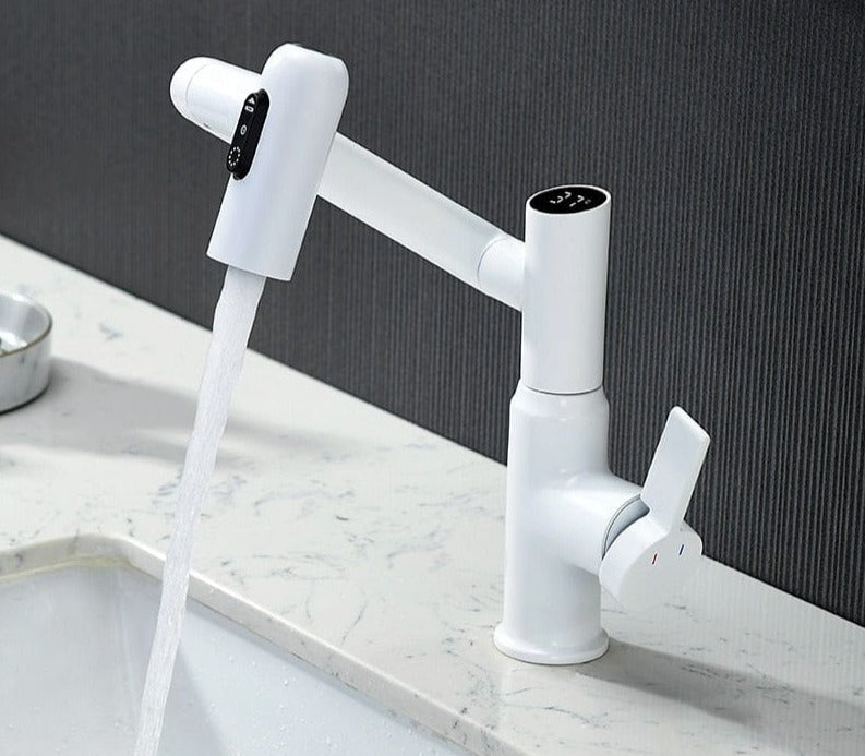 SearchFindOrder White 360° Rotating, Multi-Function, Hot/Cold Mixer LED Digital Basin Faucet