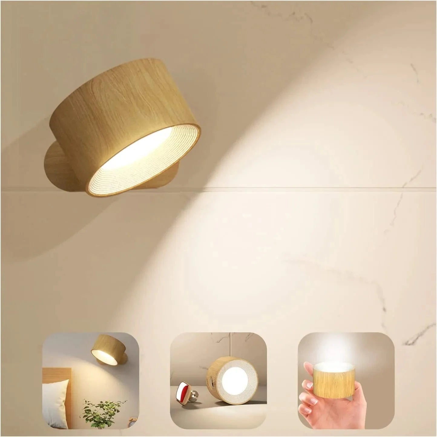 SearchFindOrder Wood(RemoteControl) / 2700K-6500k | 0-5W 360° Smart Touch LED Wall Spotlight