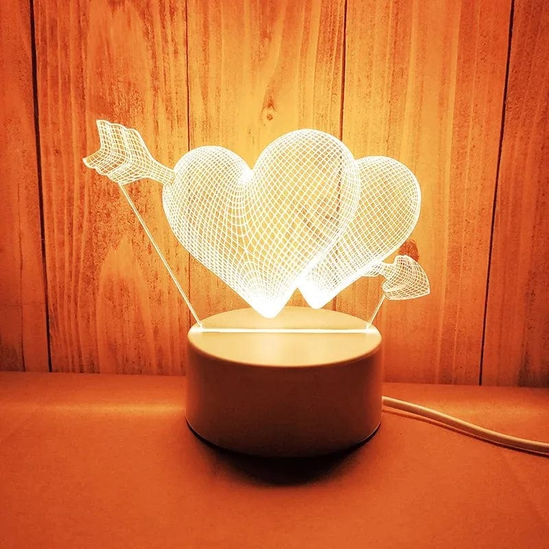 SearchFindOrder USB Warm White / Apple 3D Acrylic LED Lamp with Romantic Love Design for Home