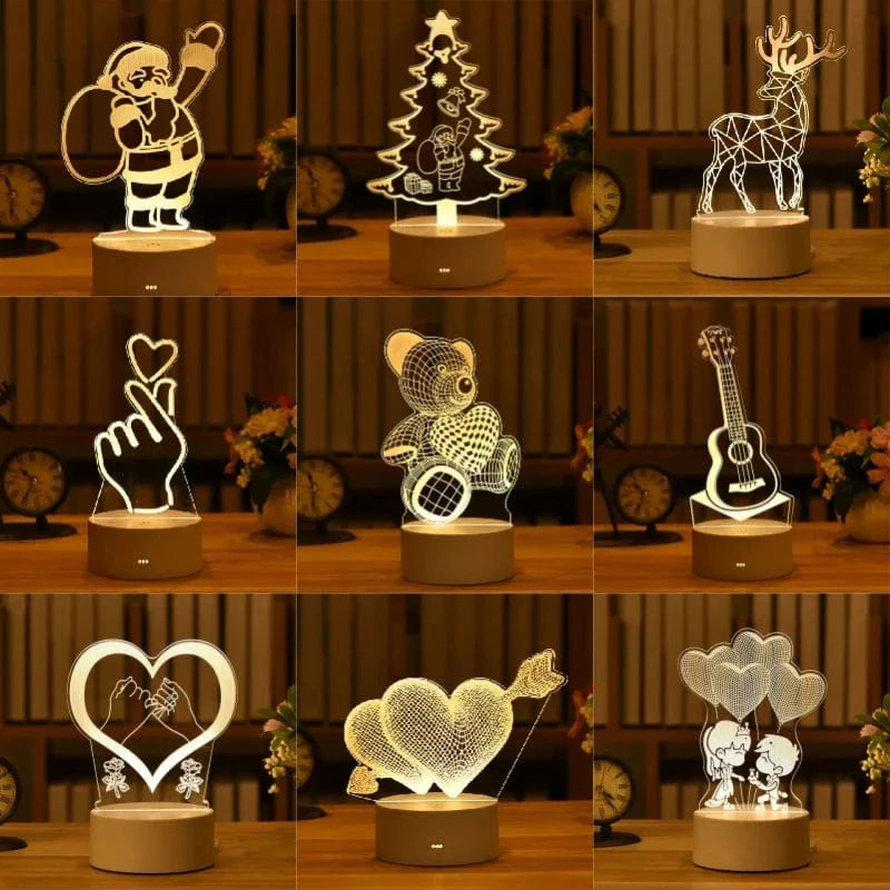 SearchFindOrder USB Warm White / Heart 3D Acrylic LED Lamp with Romantic Love Design for Home