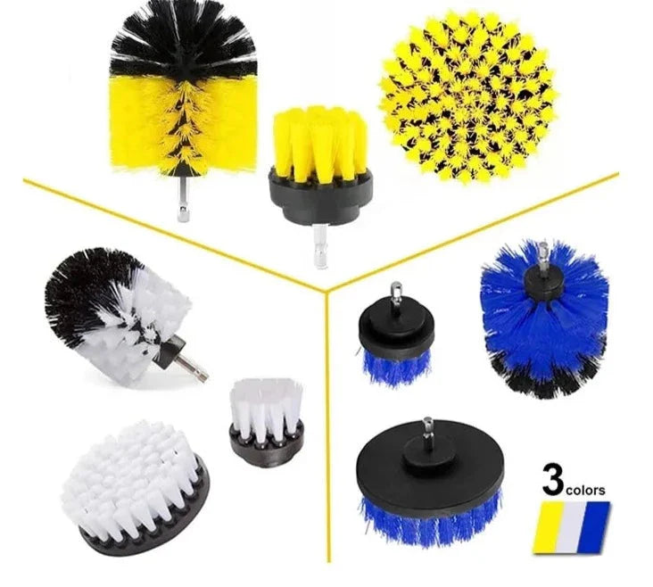 SearchFindOrder Yellow 3Pcs Electric Scrubber Brush Drill Set