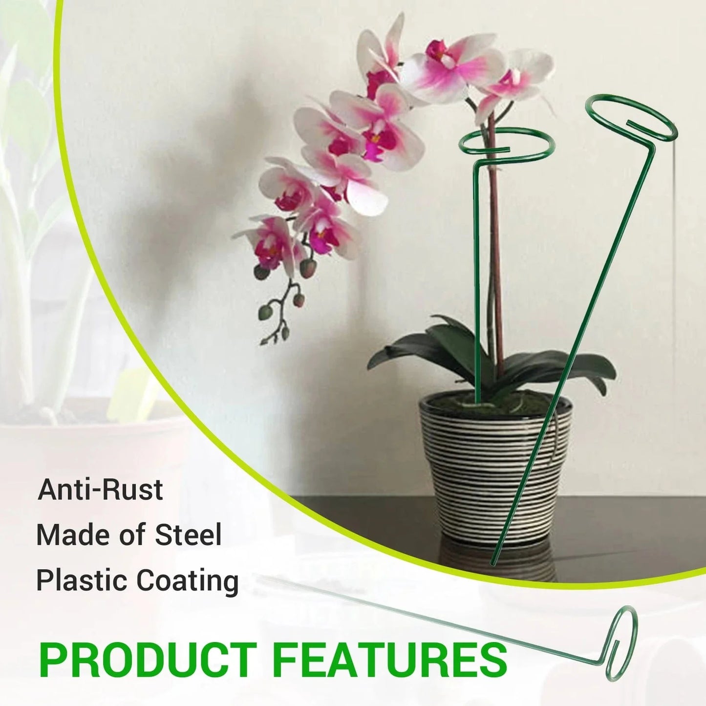 Premium Metal 16 Inch Plant Support Stakes, Single Stemmed Flower Support Hoops, Garden Plant Stakes, Plant Prop for Amaryllis, Orchid, Lily, Rose, Peony, Tomatoes, Gladiolus