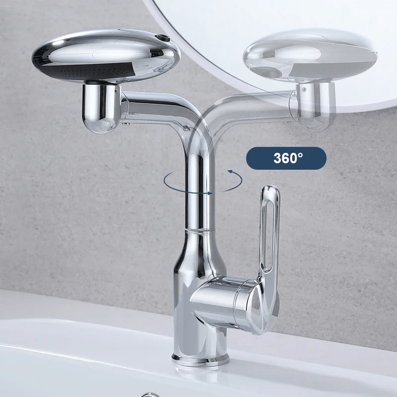 SearchFindOrder White Gold 4 in 1 360° Rotation Universal Waterfall Basin Faucet