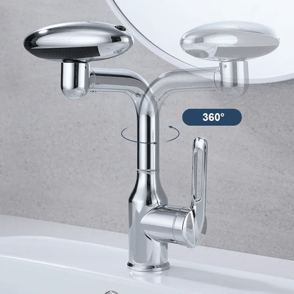 SearchFindOrder White Gold 4 in 1 360° Rotation Universal Waterfall Basin Faucet